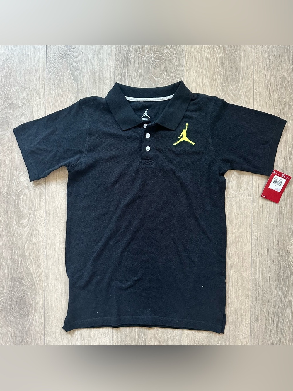 Jordan Black Polo with Neon Yellow Jumpman Accent Kids Size L (Men’s XS)